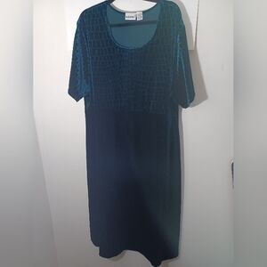 Fashion Bug Womans Vintsge 1990s Soft Velvet Pullon Dress Green 26/28W